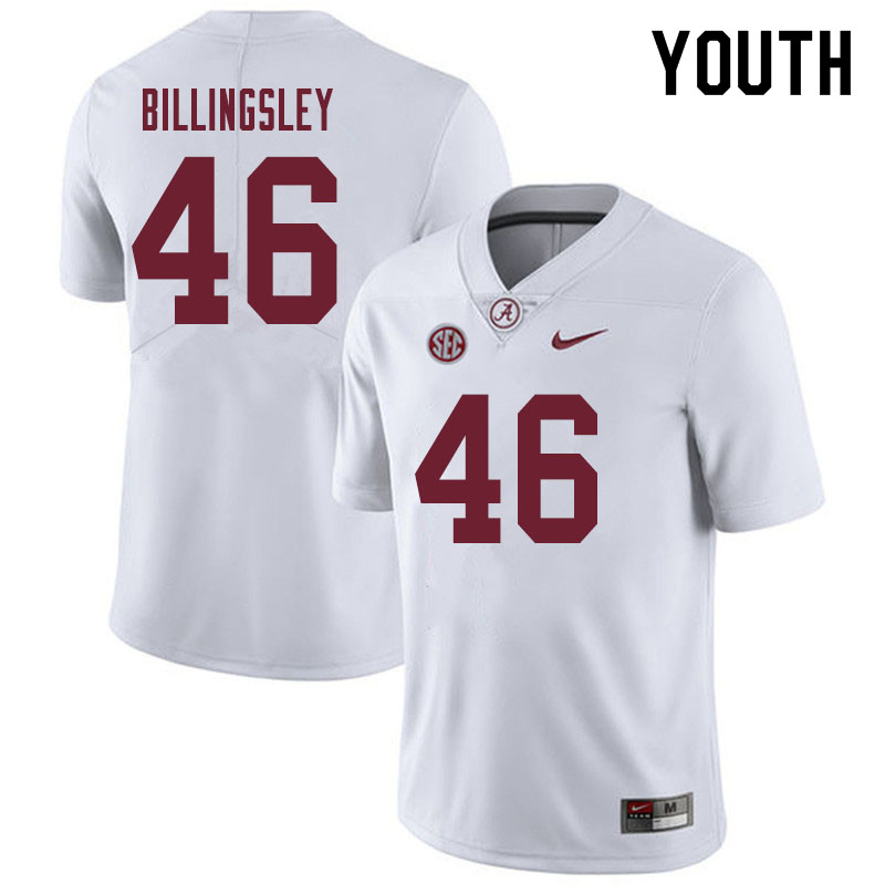 Alabama Crimson Tide Youth Melvin Billingsley #46 White NCAA Nike Authentic Stitched 2019 College Football Jersey FV16E48ZN